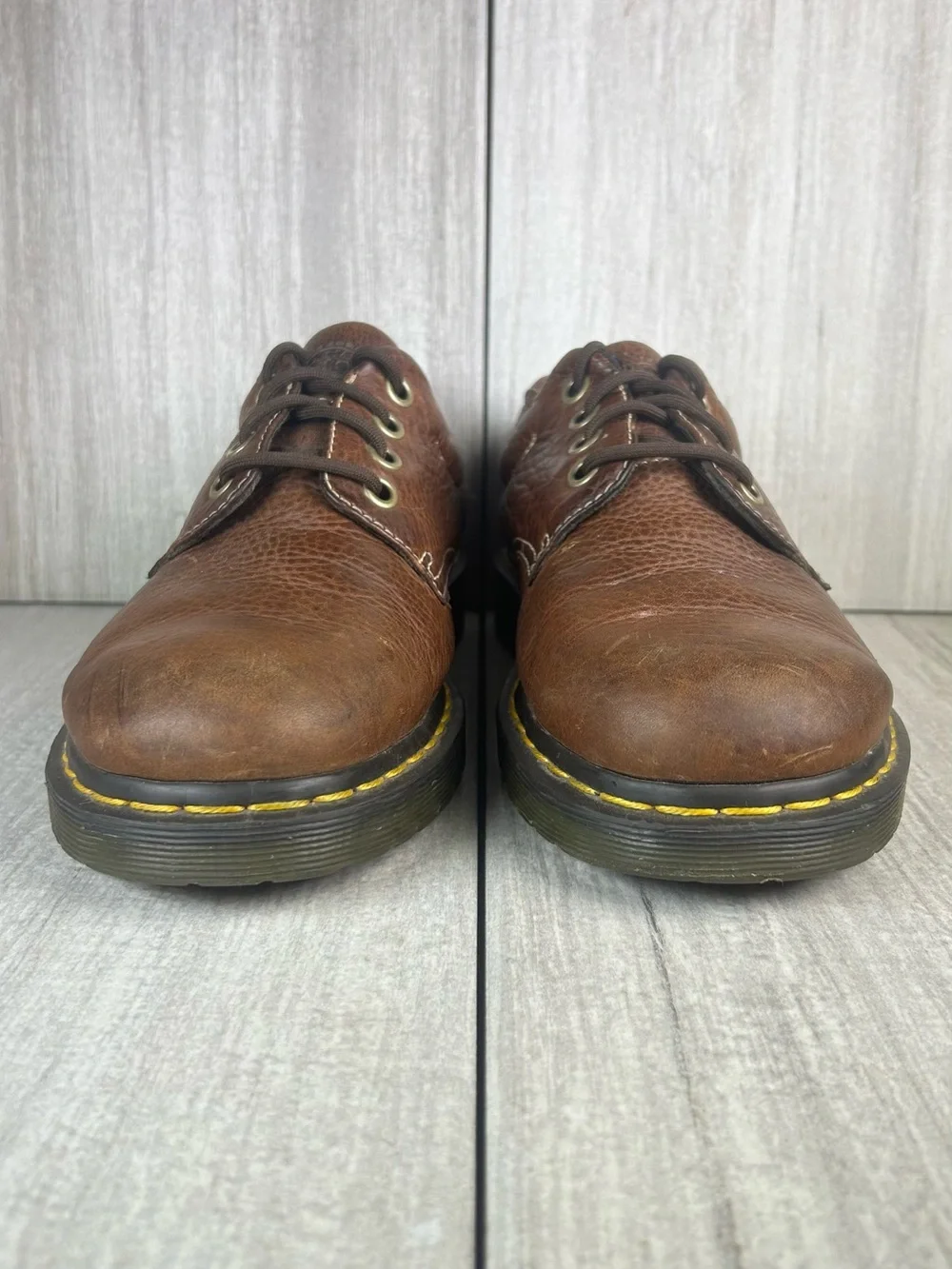 Y2K Dr. Martens Docs Boston Brown Pebbled Leather Derby Oxford Shoes Men Size 10
